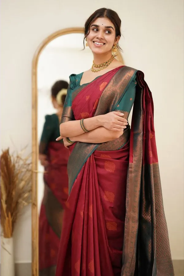 MAROON_PURE_BANARASI_SAREE